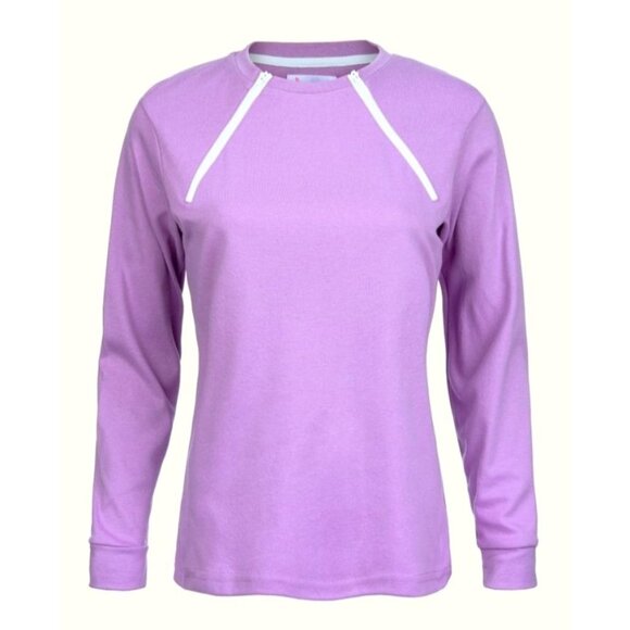 Comfy Chemo Tops - Comfy Chemo Long Sleeve Lavander Top Size XL